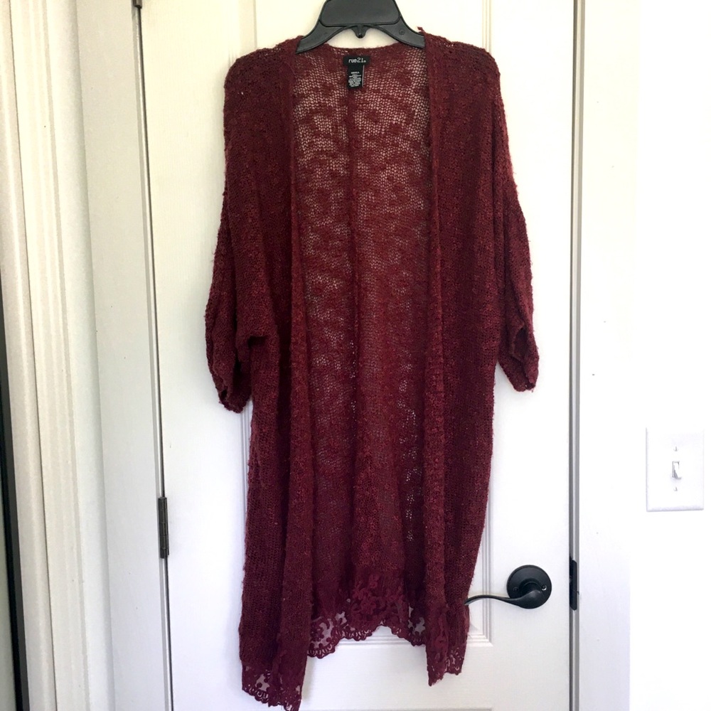 Rue 21 maroon long cardigan